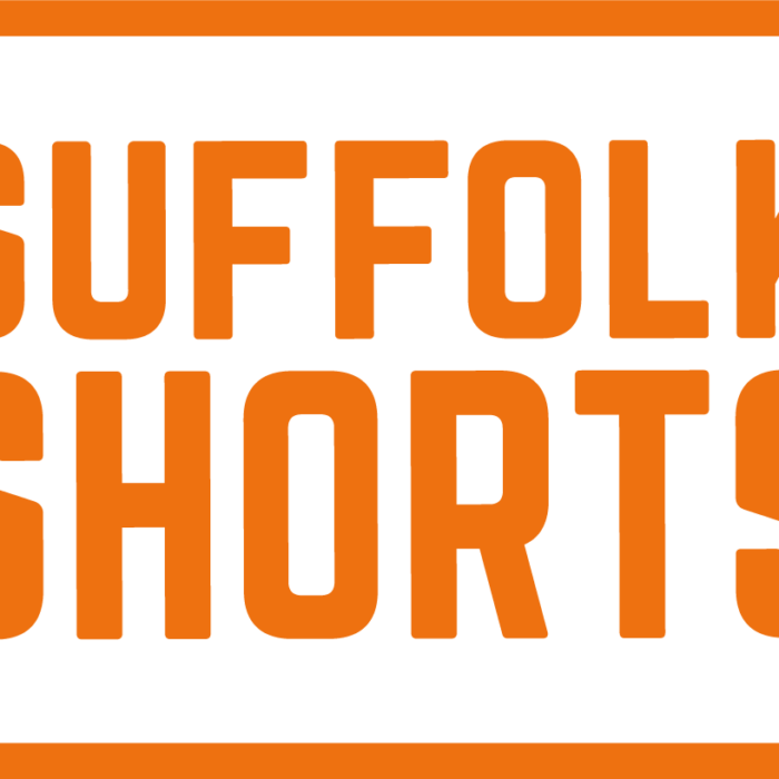 An orange graphic reading Suffolk Shorts